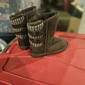 Dream Pairs Brown Kids Boots with Knit Accents